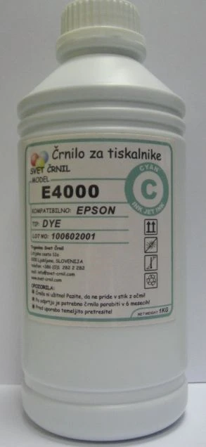 Črnilo za Epson E4000 Cyan 1000mL, epson 4000,refill,ink,ciss