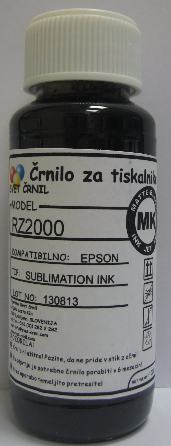 Hibridno sublimacijsko črnilo za Epson RZ2000 Matte black 100ml, rz2000,sublimacijsko črnilo,hibridna sublimacija,sublimacija