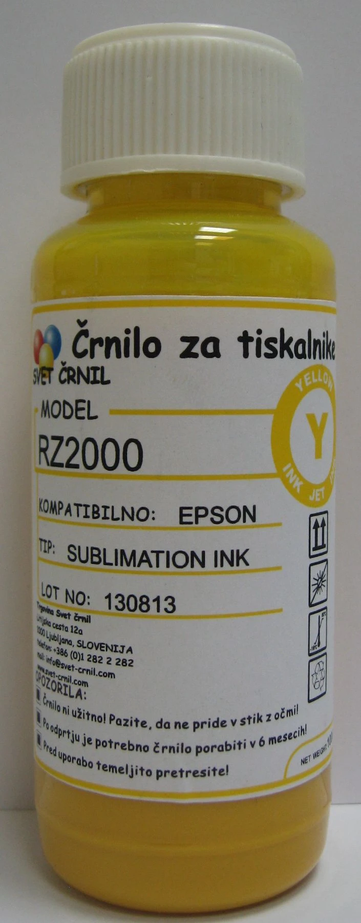 Hibridno sublimacijsko črnilo za Epson RZ2000 Yellow 100ml, rz2000,sublimacijsko črnilo,hibridna sublimacija,sublimacija