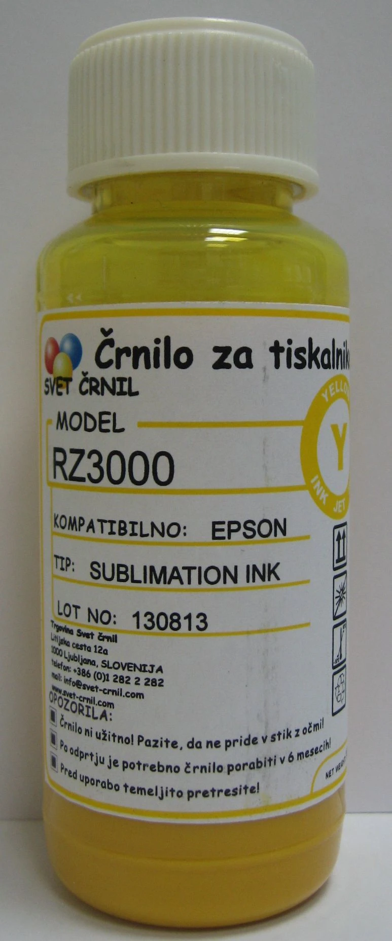 Hibridno sublimacijsko črnilo za Epson RZ3000 Yellow 100ml, rz3000,sublimacijsko črnilo,hibridna sublimacija,sublimacija