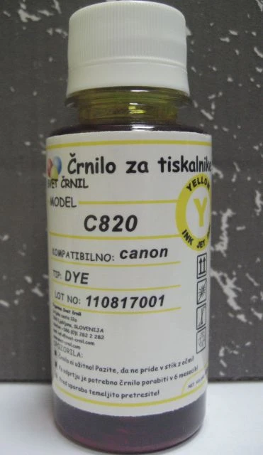 Črnilo za Canon C820 Yellow 110ml za kartuše CLI-526, c820,cli-8,cli-8,cli-521