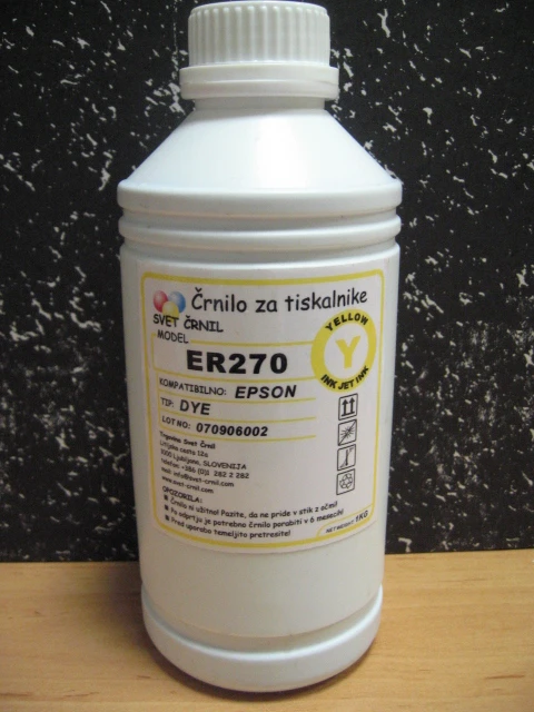 Črnilo za Epson ER270 Yellow 1100mL, er270y 1kg,ER 270,črnilo,črnilo epson