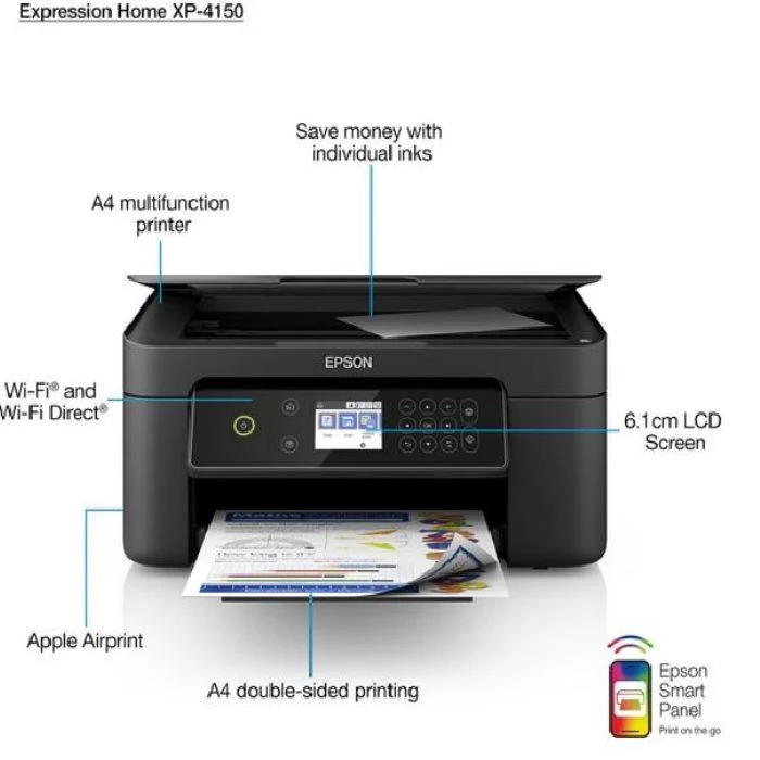 Multifunkcijski tiskalnik Epson XP-4150 printer kopirnik skener Wi-fi, C11CG33407,duplex,print,scan,copy,wifi,domača pisarna,namizni tiskalnik,majhen tiskalnik,mali printer,printerček,